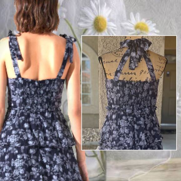 Astr the Label Navy & Grey Floral Mellorie Dress Plus Size X1 - Picture 5 of 9